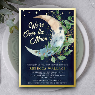 Invitation En Aluminium Au-Dessus De La Lune Eucalyptus Fête De Naissance