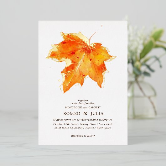 Invitation En Aluminium Automne automne Mariage d'amour (Debout devant)