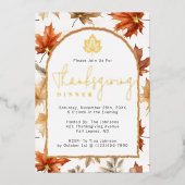 Invitation En Aluminium Automne Feuilles Arch Élégant Dîner Thanksgiving (Recto)