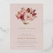 Invitation En Aluminium Automne Floral Teacup Automne Fête des mariées Thé (Recto)