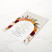 Invitation En Aluminium Automne Florals Mums Arch Baby shower Foil Invitat (Rotation)
