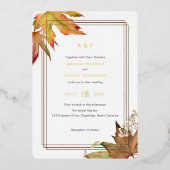 Invitation En Aluminium Automne moderne Feuilles d'automne, Mariage de jar (Recto)