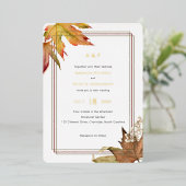Invitation En Aluminium Automne moderne Feuilles d'automne, Mariage de jar (Debout devant)