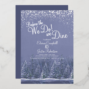 Invitation En Aluminium Avant de faire l'hiver de mariage arbres lac bleu