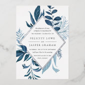 Invitation En Aluminium Azur sauvage | Mariage d'aquarelle bleu (Recto)