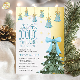 Invitation En Aluminium Baby It's Cold Outside Baby Shower Hiver Bleu Ruba