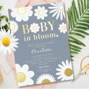 Invitation En Aluminium Baby Moderne En Fleur Baby Shower