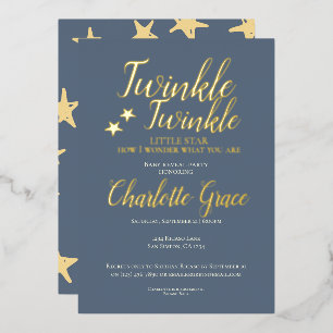 Invitation En Aluminium Baby Reveal Party Twinkle Twinkle Little Star