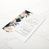 Invitation En Aluminium Baby shower à papillon floral Blush Navy (Rotation)