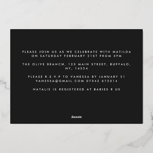 Invitation En Aluminium Baby shower abstrait en terre cuite verte (Verso)