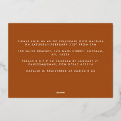 Invitation En Aluminium Baby shower abstrait en terre cuite verte (Verso)