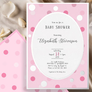 Invitation En Aluminium Baby Shower Argent Points de Rose Classiques