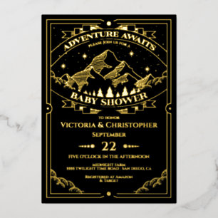 Invitation En Aluminium Baby Shower Aventure en forêt de montagne