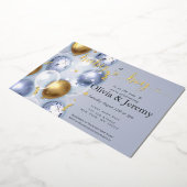 Invitation En Aluminium Baby shower Bébé Garçon Bleu Ballons (Rotation)