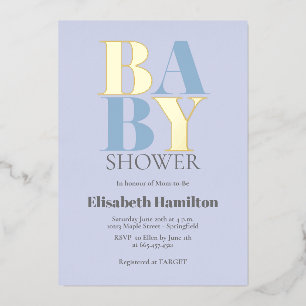 Invitation En Aluminium Baby-Shower Bleu