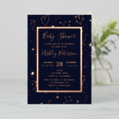 Invitation En Aluminium Baby shower bleu marine étoile de constellation ca (Debout devant)