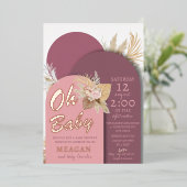 Invitation En Aluminium Baby shower Boho Dusty Rose rose mauve (Debout devant)