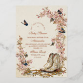 Invitation En Aluminium Baby shower Boots Boots Boho Cowgirl (Recto)