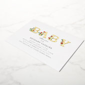 Invitation En Aluminium Baby shower Botanique Lettering Poppies Or (Rotation)