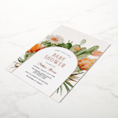 Invitation En Aluminium Baby shower Cactus Boho (Rotation)