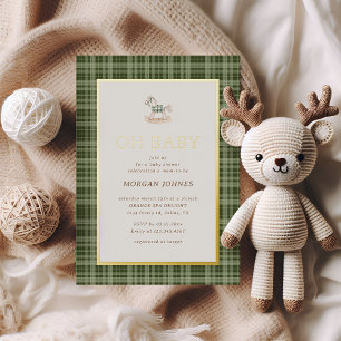 Invitation En Aluminium Baby Shower Cheval à Bascule à Carreaux Préparé