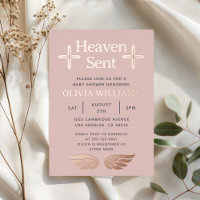 Baby shower Ciel envoyé Croix Angel Rose Or