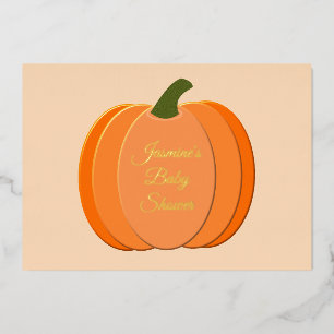 Invitation En Aluminium Baby shower Citrouille neutre genre mignon Orange