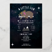 Invitation En Aluminium Baby shower Cosmic Cub Foil Stars (Recto)