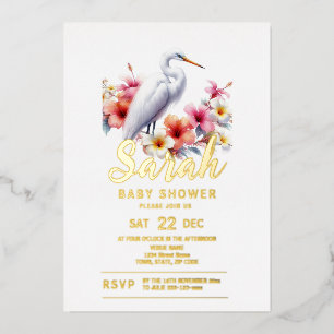 Invitation En Aluminium Baby shower côtier des oiseaux tropicaux