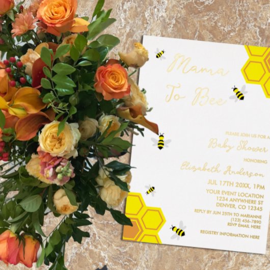 Invitation En Aluminium Baby shower d'abeilles