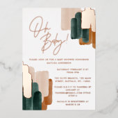 Invitation En Aluminium Baby shower d'aquarelle abstrait en terre cuite ve (Recto)