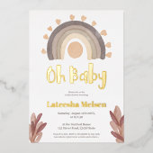 Invitation En Aluminium Baby shower d'aquarelle arc-en-ciel Boho (Recto)
