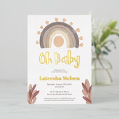 Invitation En Aluminium Baby shower d'aquarelle arc-en-ciel Boho (Debout devant)