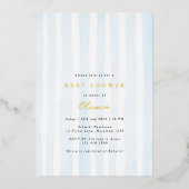 Invitation En Aluminium Baby shower d'aquarelle bleu minimal (Recto)