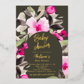 Invitation En Aluminium Baby shower d'aquarelle vert rose Boho (Recto)
