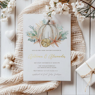 Invitation En Aluminium Baby shower d'automne côtier   Citrouille et Se aq