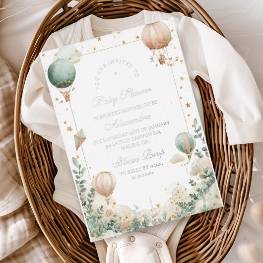 Invitation En Aluminium Baby shower de ballon à air chaud Whimsical