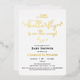 Invitation En Aluminium Baby shower de calligraphie à papillon minimaliste