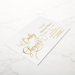 Invitation En Aluminium Baby shower de calligraphie minimaliste moderne