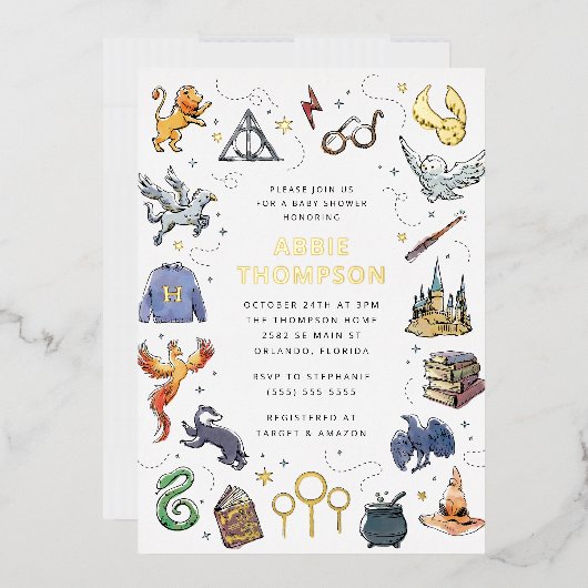 Invitation En Aluminium Baby shower de Harry Potter Icon (Enveloppe)