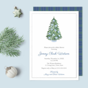 Invitation En Aluminium Baby shower De Noël Classé Chinoiserie Pour Garçon