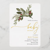 Invitation En Aluminium Baby shower de verdure d'hiver (Recto)