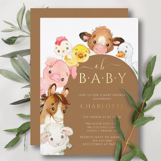 Invitation En Aluminium Baby shower des Buddies Barnyard