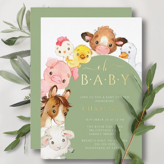 Invitation En Aluminium Baby shower des Buddies Barnyard
