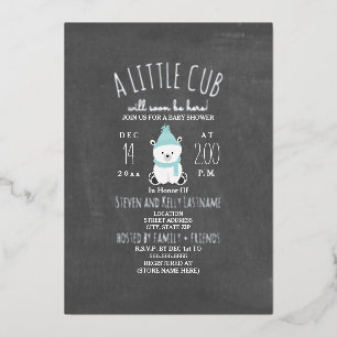 Invitation En Aluminium Baby shower d'hiver de l'ours polaire Snowflakes