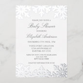 Invitation En Aluminium Baby shower d'hiver Silver Snowflake (Recto)