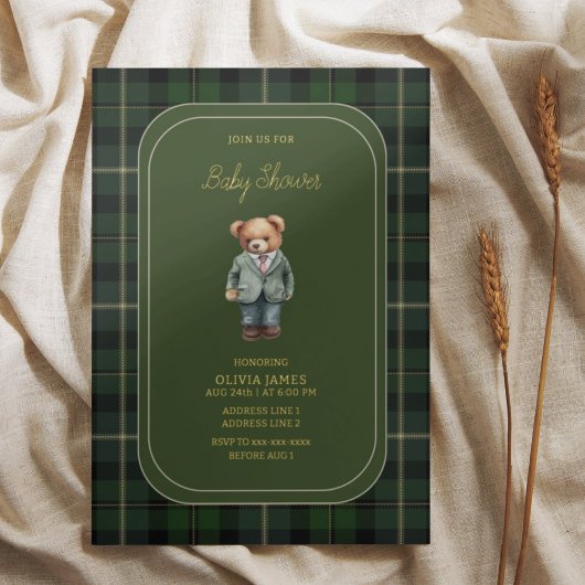 Invitation En Aluminium Baby shower d'ours en peluche de luxe
