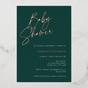 Invitation En Aluminium Baby Shower élégant et neutre en feuille d'alumini