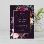 Invitation En Aluminium Baby shower en fleurs de prune (Debout devant)