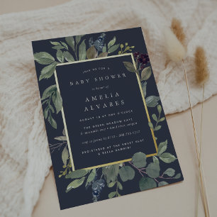 Invitation En Aluminium Baby shower Eucalyptus & Sage